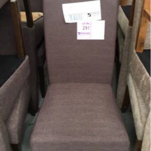 EX DISPLAY HOME FURNITURE - CHOCOLATE FABRIC DINING CHAIRS SOLD AS IS