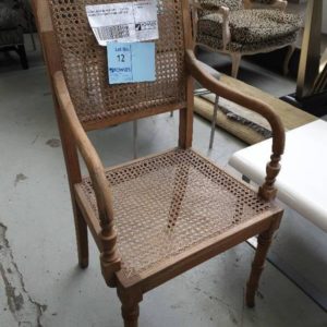 EX DISPLAY HOME FURNITURE - LIGHT OAK FRENCH STYLE CARVER CHAIR SOLD AS IS