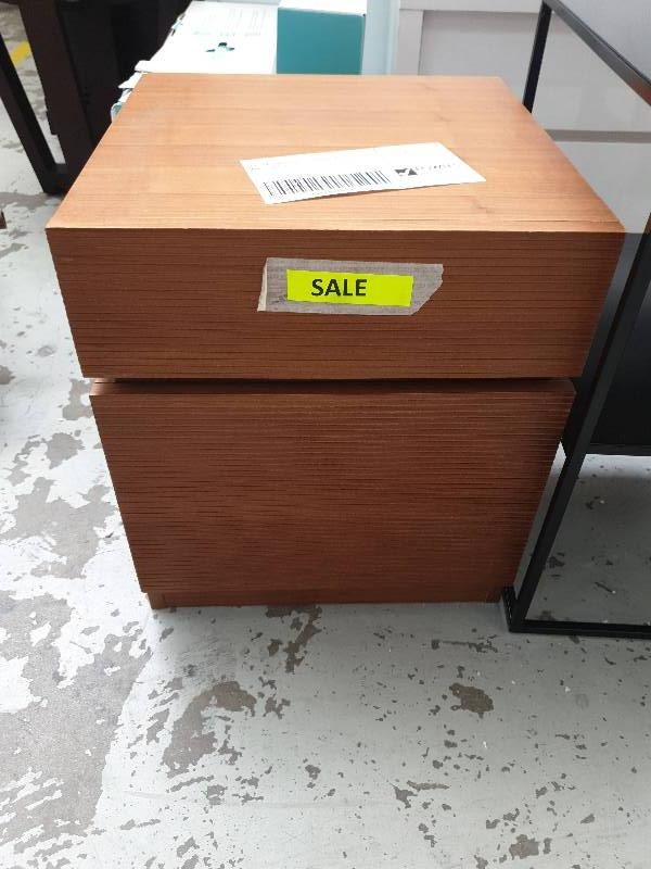 EX FURNITURE HIRE - TIMBER BEDSIDE TABLE SOLD AS IS