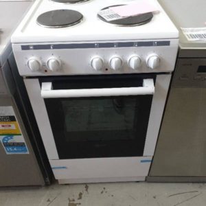 EX DISPLAY EURO WHITE FREESTANDING OVEN 50CM WHITE WITH ELECTRIC EGO COOKTOPS DEO7797 SLIGHTLY DENTED SOLD AS IS" WITH 3 MONTH WARRANTY"