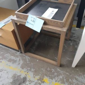 EX HIRE - TIMBER TRAY TOP TABLE SOLD AS IS