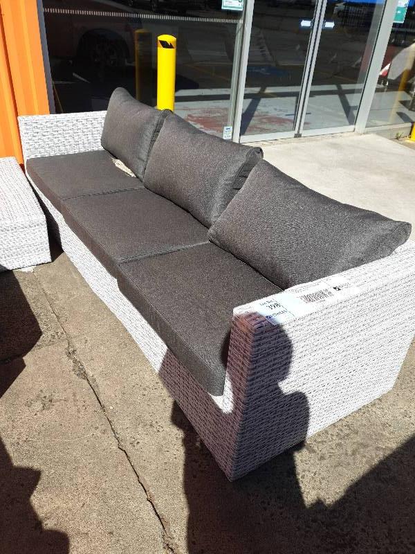 EX DISPLAY RATTAN ARGOS 3 SEATER LOUNGE WITH OTTOMAN * MISSING CUSHION