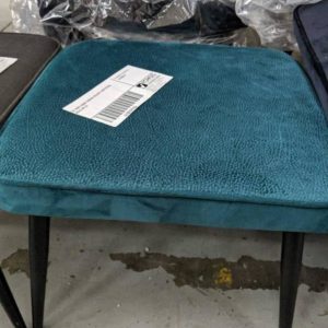 EX HIRE DARK GREEN VELVET FOOTSTOOL SOLD AS IS