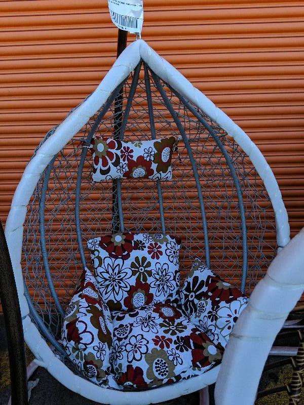 NEW LARGE OUTDOOR HANGING EGG CHAIR WITH CUSHION | Fowles Auction & Sales