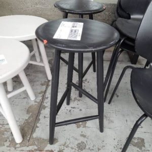 EX HIRE - BLACK TIMBER BAR STOOL SOLD AS IS