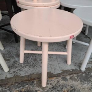 EX HIRE - PINK TIMBER SIDE TABLE SOLD AS IS
