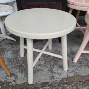 EX HIRE - CREAM TIMBER SIDE TABLE SOLD AS IS