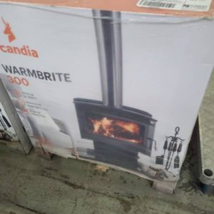 SCANDIA WARMBRITE 300 WOOD HEATER WITH WOOD STACKER BELOW HEATS UP TO 320M2 3 SPEED ELECTRIC FAN RRP$1799 *CARTON DAMAGE STOCK* 3 MONTH WARRANTY SCWB300-3-20-0891
