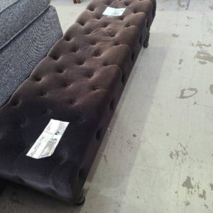 EX HIRE - BLACK VELVET BENCH SEAT (DISCOLOURED) SOLD AS IS