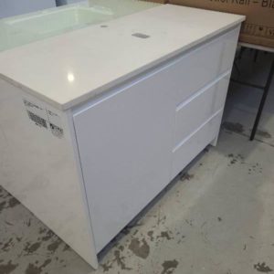 EX DISPLAY ENVY 1200MM VANITY WITH WHITE QUARTZ TOP SOLD AS IS