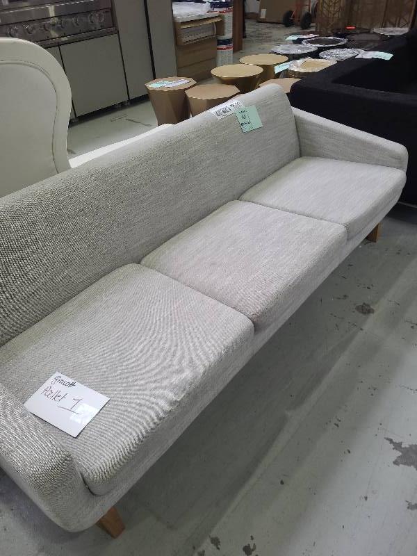 EX HIRE LIGHT GREY COUCH SOLD AS IS Fowles Auction Sales   290822 63 35 