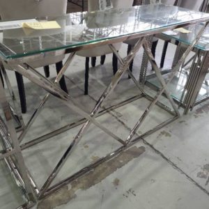 NEW SAVOY CONSOLE TABLE CHROME & GLASS AU1141