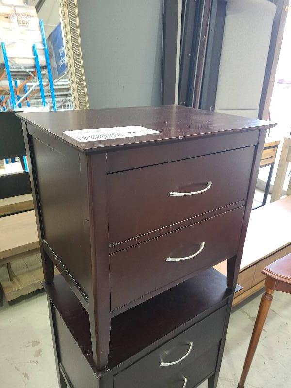 EXDISPLAY HOME FURNITURE PAIR OF DARK BROWN TIMBER BEDSIDE TABLES