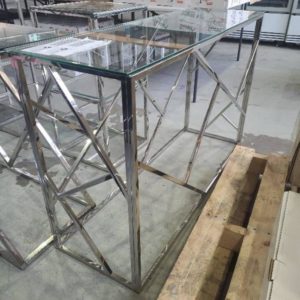 NEW GLASS & CHROME LEO CONSOLE TABLE AU1123