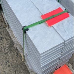 PALLET OF GREY APRICTO SANDBLASTED MARBLE COPING/STAIR TREADS 800MM X 145MM X 20MM 46 PIECES NOV1-11