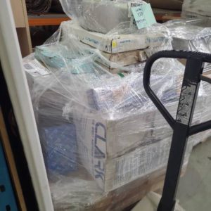 PALLET OF ASSORTED RENOVATOR ITEMS INC PAINT RANGE HOOD TAPWARE SINKS AND LIGHTING ETC **SOLD AS IS**