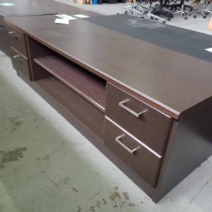 SAMPLE FURNITURE - BROWN TIMBER ENTERTAINMENT UNIT 1600MM WIDE SOLD AS IS