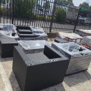 EX-HIRE BLACK OUTDOOR 6PC SETTING SOLD AS IS