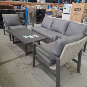 NEW CLIFFORD GRAPHITE 4 PIECE OUTDOOR LOUNGE ( 4 BOXES ON PICK UP) 1 X CT+ 1 X 3S + 2 X AC