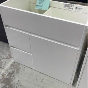 750MM GLOSS WHITE VANITY CABINET ONLY NO TOP 750KR-S439 **SOLD AS IS**