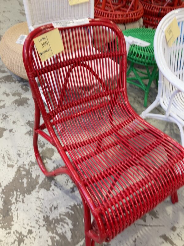 NEW RED CANE LOW BACK SLAT CHAIR