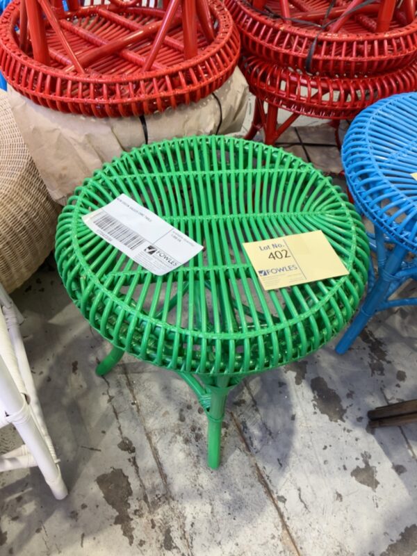 NEW GREEN SAUCER CANE TABLE