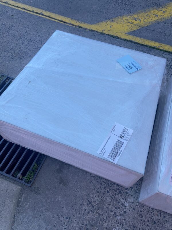 EX HIRE WHITE GLASS TOPPED OUTDOOR COFFEE TABLE SOLD AS IS