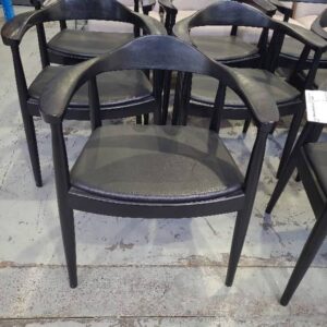 EX HIRE BLACK TIMBER FRAMED DINING CHAIR SOLD AS IS