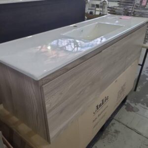 NEW FRANCO LIGHT TIMBER WALL HUNG 1500MM VANITY WITH SINGLE BOWL