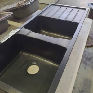 NEW BLACK KITCHEN SINK 1 & 3/4 BOWL WITH DRAINER SNK11650DNBLK RRP$1000