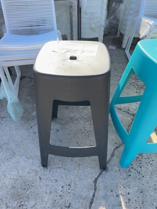 EX HIRE BLACK ACRYLIC LOW STOOL STACKABLE SOLD AS IS