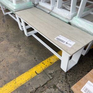 EX HIRE WHITE SQUARE LEG BENCH SEAT SOLD AS IS SOLD AS IS