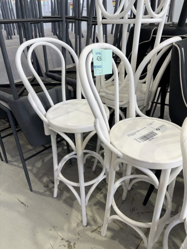 EX HIRE WHITE TIMBER CAFE BAR STOOL SOLD AS IS