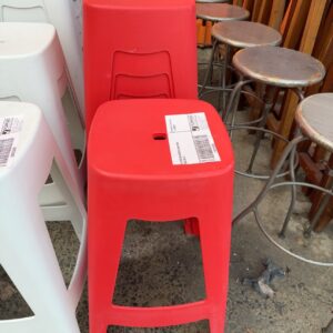 EX HIRE RED ACRYLIC BAR STOOL SOLD AS IS