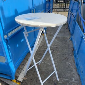 EX HIRE WHITE FOLDING BAR TABLE SOLD AS IS