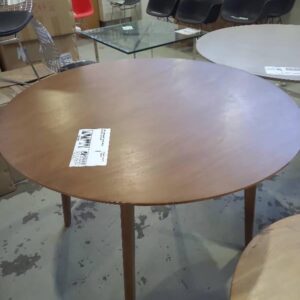 EX PROPERTY STYLING ROUND TIMBER DINING TABLE SOLD AS IS