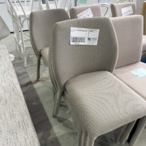 EX HIRE BEIGE UPHOLSTERED DINING CHAIR SOLD AS IS