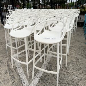 EX HIRE WHITE ACRYLIC BAR CHAIR SOLD AS IS