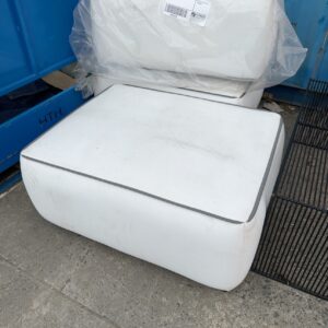 WHITE PU OTTOMAN SOLD AS IS