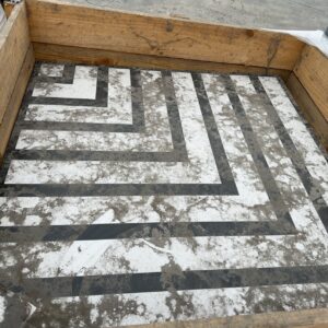 PALLET OF COMMERCIAL BLACK & WHITE LINE TILE 1200MM X 1200MM APPROX QTY 20 PER CRATE