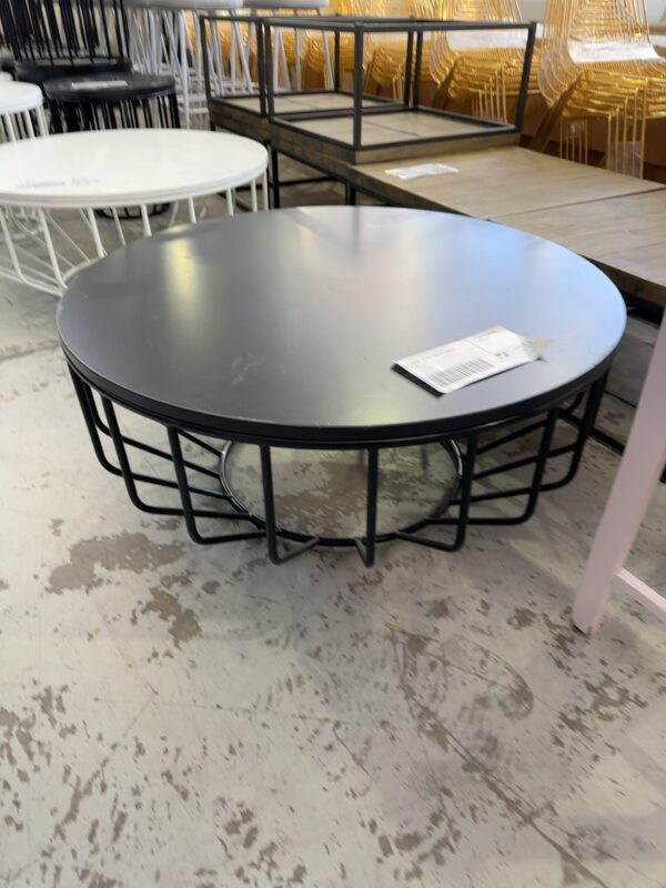 EX HIRE LARGE BLACK COFFEE TABLE SOLD AS IS