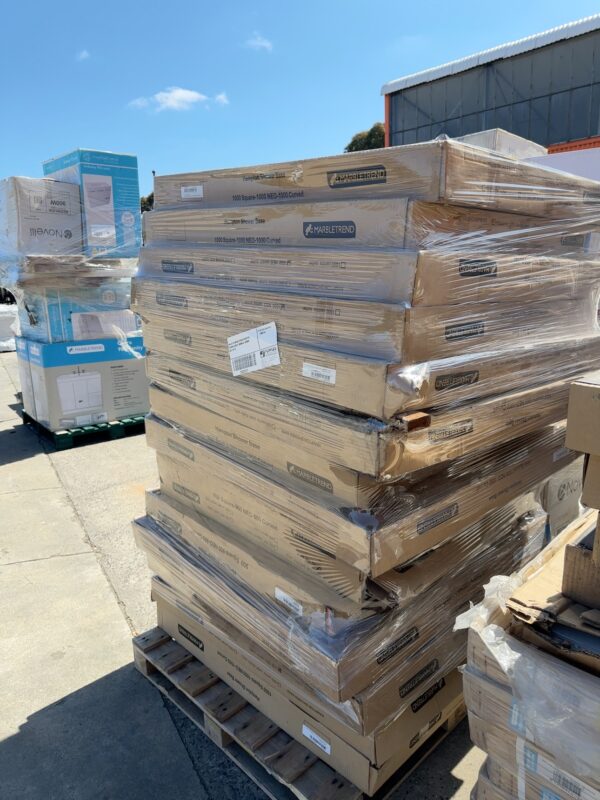 PALLET OF MARBLETREND ASSORTED SHOWER BASES 900MM & 1000MM SOLD AS IS