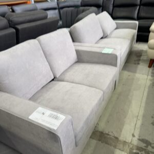 EX DISPLAY BRAVO 3 SEATER & 2 SEATER COUCH MISSY STEEL MATERIAL UPHOLSTERY