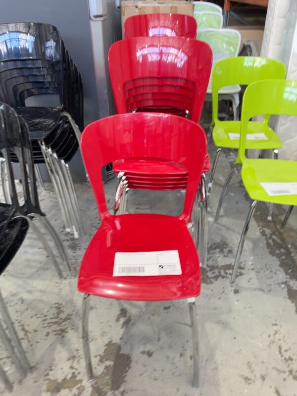 NEW RED ACRYLIC STACKABLE CHAIR