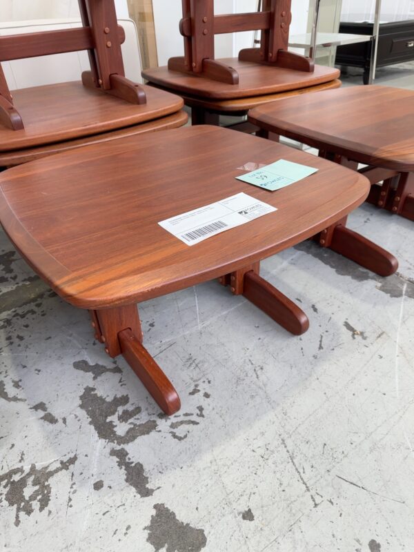SECONDHAND SOLID JARRAH SMALL SQUARE COFFEE TABLE/SIDE TABLE, SOLD AS IS **VERY HEAVY**
