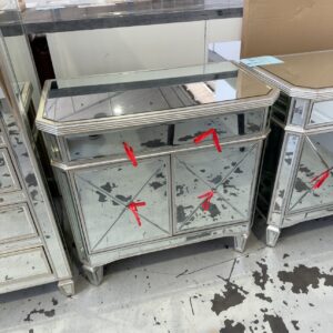 NEW MIRRORED GLASS BEDSIDE TABLE, LARGE SIZE