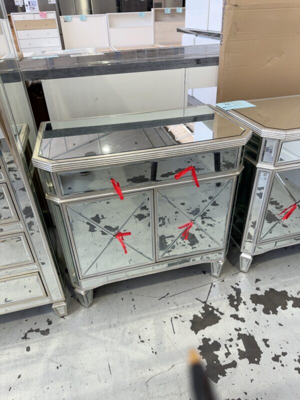 NEW MIRRORED GLASS BEDSIDE TABLE, LARGE SIZE