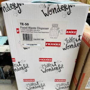 NEW FRANKE TE-50 WASTE DISPOSER 1/2HP WITH AIR SWITCH, WITH 12 MONTH WARRANTY CURRENT RETAIL $449