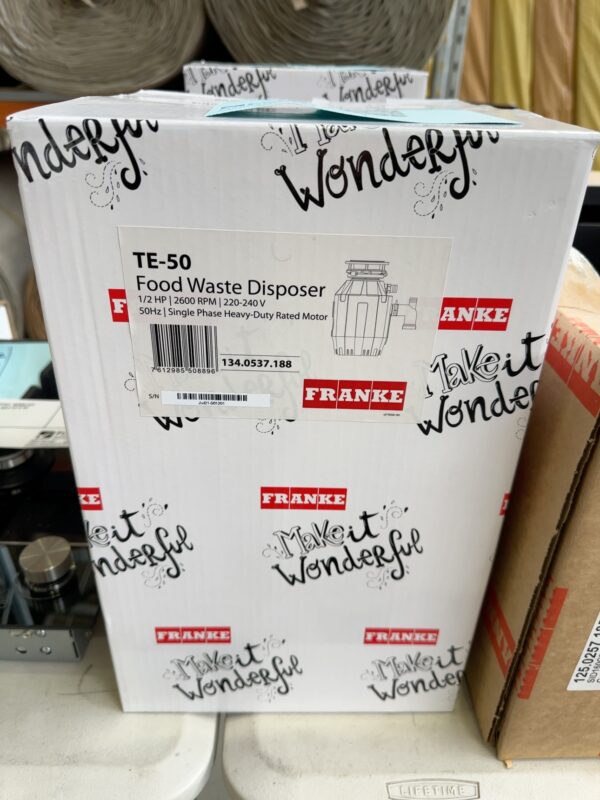 NEW FRANKE TE-50 WASTE DISPOSER 1/2HP WITH AIR SWITCH, WITH 12 MONTH WARRANTY CURRENT RETAIL $449