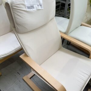 EX STAGING FURNITURE - CREAM ARMCHAIR, SOLD AS IS